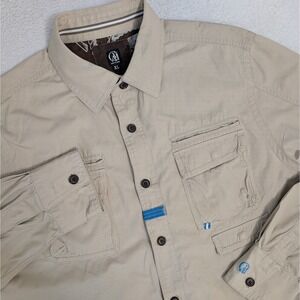 Cavi Button Up Windbreaker Beige Mens XL Ripstop Safari Shirt